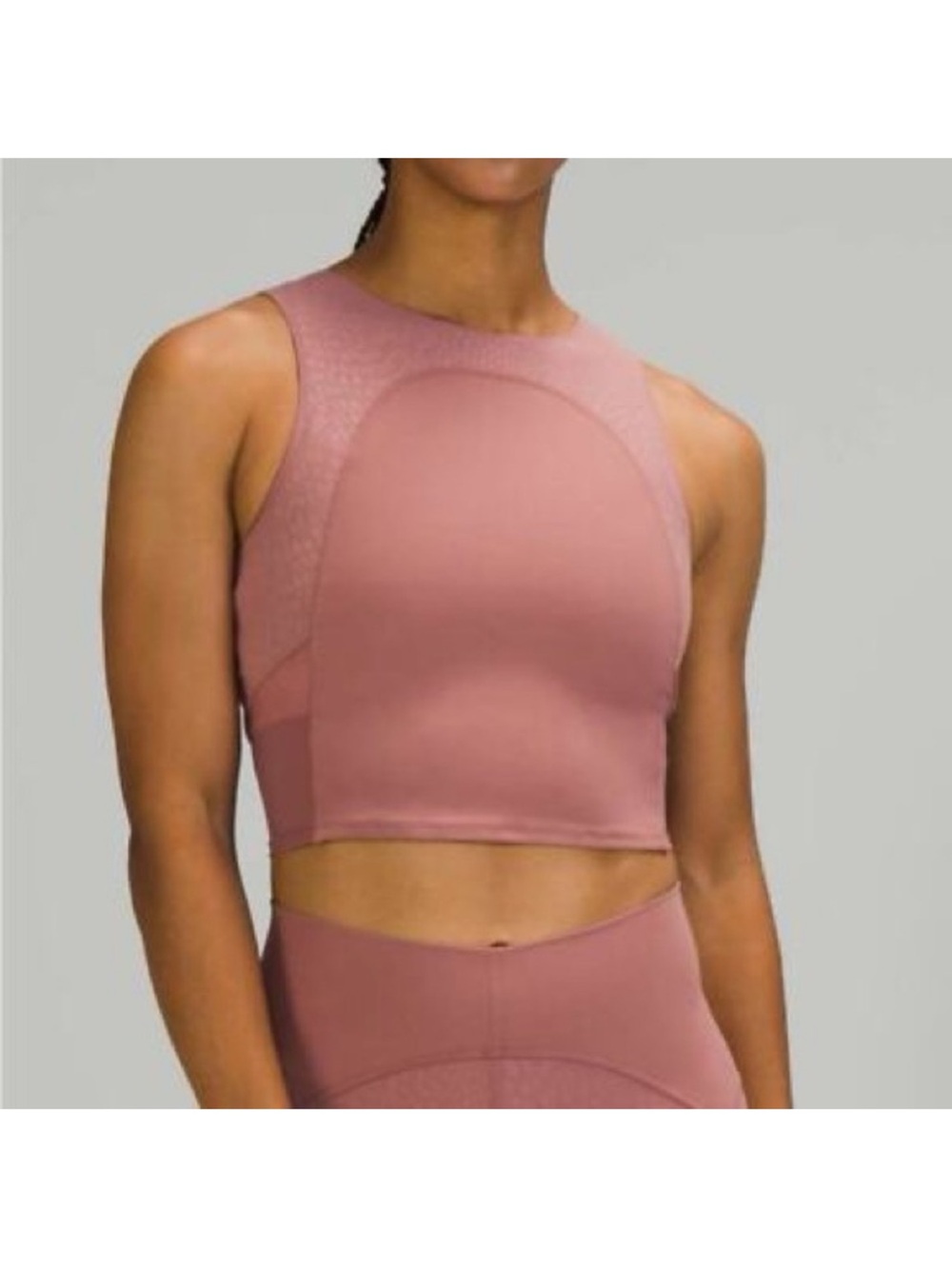 Lululemon nulu mesh mauve Pink Sleeveless Crop Top tank yoga  8 medium